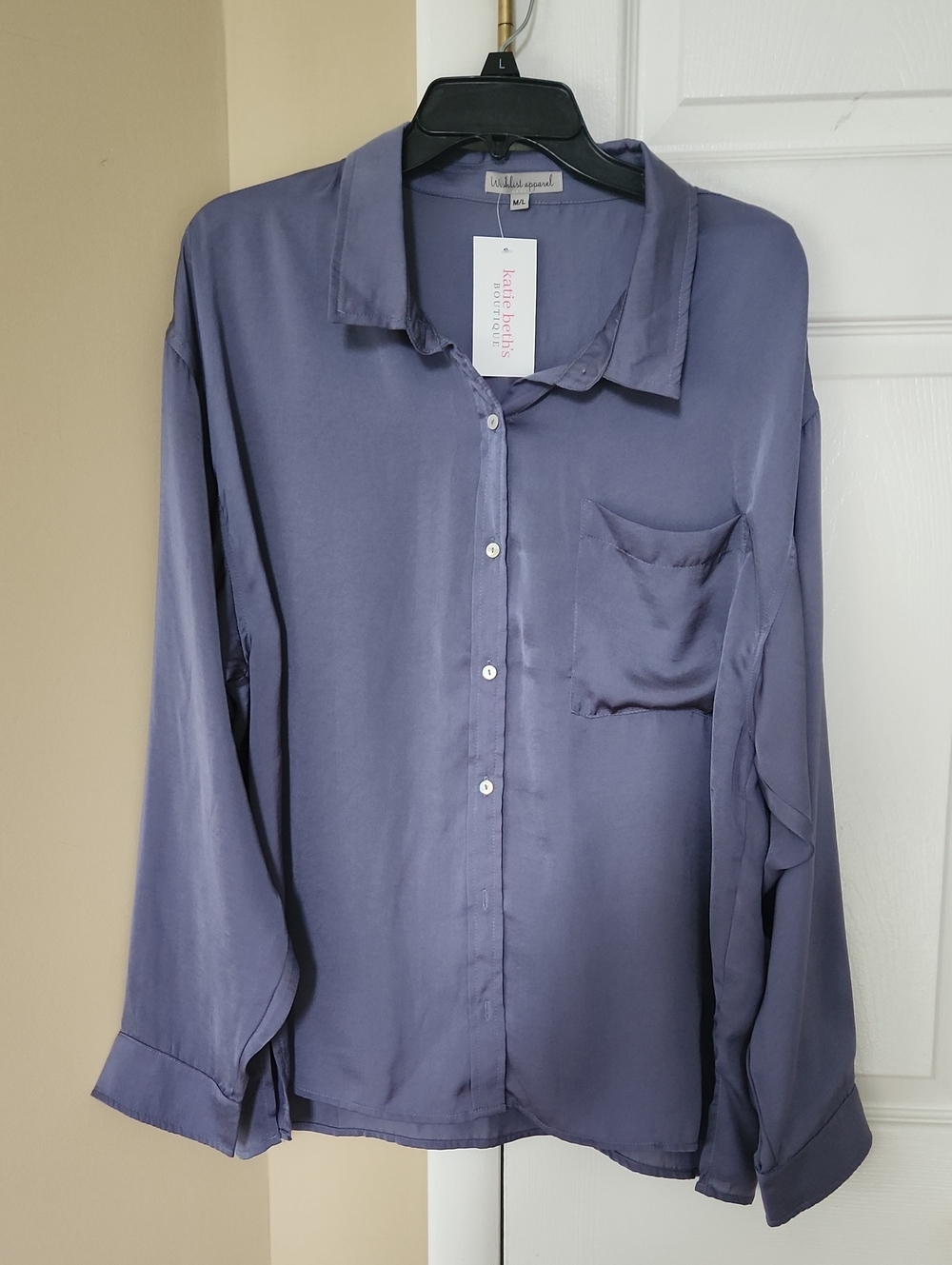 NWT Slate Vlue Long Sleeve Blouse, M/L